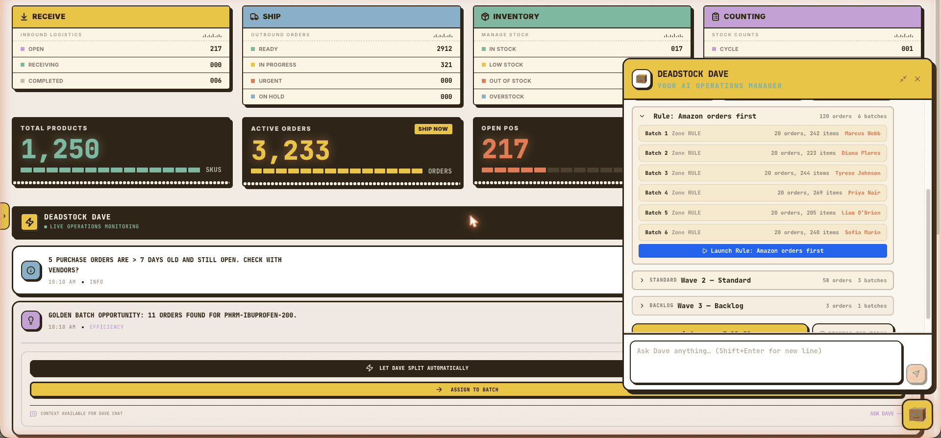 OpsBox AI WMS Dashboard